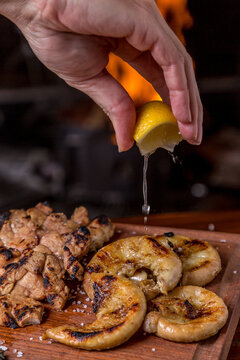 chinchulines achuras with lemon ready to eat