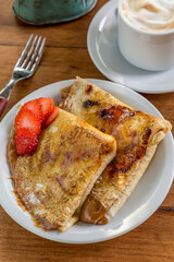 Dulce de leche pancake with coffee