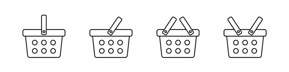 Shopping basket line icon - vector illustration