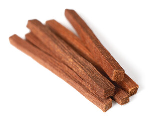 sandalwood sticks isolated on white background