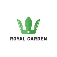 Green Leaves Crown abstract Logo design vector template, Modern Minimalist Royal Garden Flat logo design