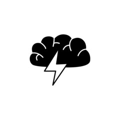 Brainstorm Icon in black flat glyph, filled style isolated on white background