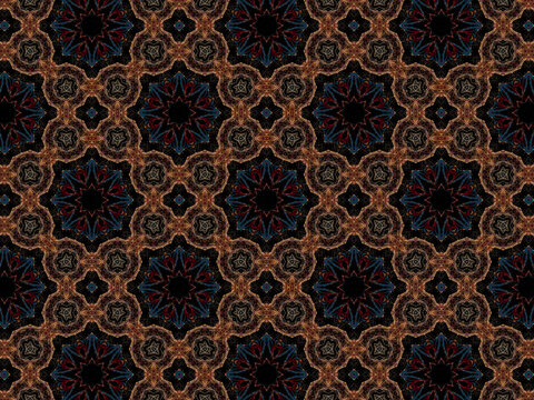 Luxurious and exquisite golden lace pattern on black background. Repeating pattern for glamourous textile/surface design.