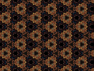 Luxurious and exquisite golden lace pattern on black background. Repeating pattern for glamourous textile/surface design.