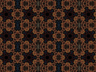 Luxurious and exquisite golden lace pattern on black background. Repeating pattern for glamourous textile/surface design.