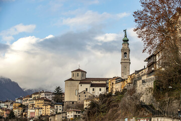 Fototapeta na wymiar Colorful houses of beautiful Belluno town in Veneto province, northern Italy