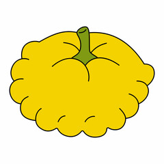 Cartoon vector illustration of patisson isolated on white. Ripe vegetable for pickling, source of vitamins.