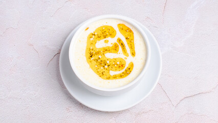 Dovga - azerbaijani yogurt soup isolated