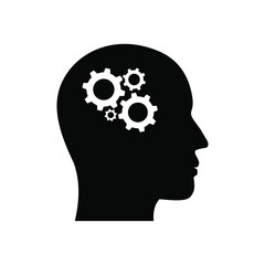 human head silhouette with gears