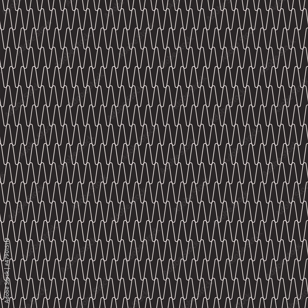 Aufkleber White mesh on a black background. Grid vector seamless pattern.