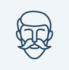 Icon of man with beard and mustache. Hipster line illustration