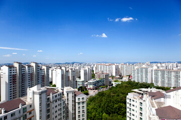 Korea downtown apartment complex landscape