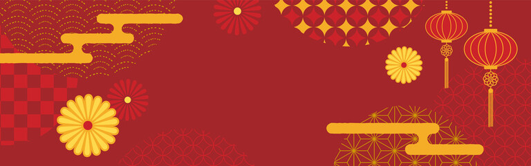 vector background with illustrations of Chinese New Year for banners, cards, flyers, social media wallpapers, etc.