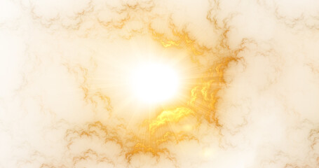 Golden heaven. Abstract gold fantastic clouds. Colorful fractal background. Fantasy fractal texture. 3d rendering
