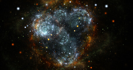 Abstract 3d galaxy. Bright colorful sparkles on a black background. Fantasy fractal texture. Raster fractal graphics. 3d rendering.