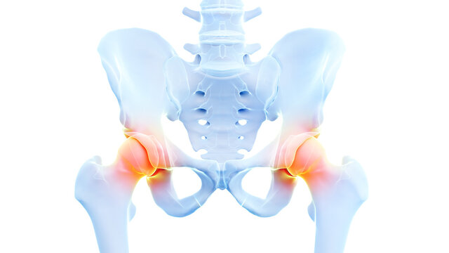 3d rendered illustration of painful hip joints