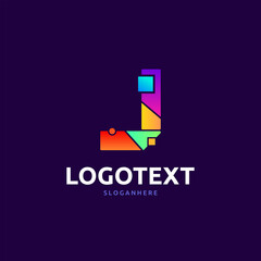 Letter J logo. colorful logo abstract