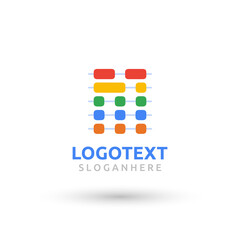 Letter M logo. Colorful graph logo