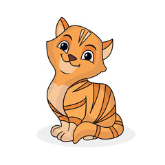 Cartoon Cat vector illustration with simple shadings