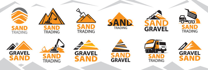 Vector logo of sand mining and trading - obrazy, fototapety, plakaty