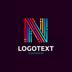 Letter N logo. colorful network logo