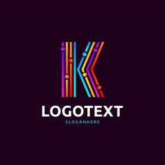 Letter K logo. colorful network logo