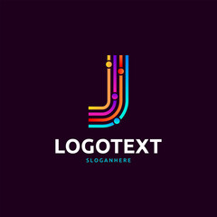 Letter J logo. colorful network logo