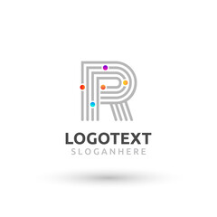 Letter R logo. colorful network logo