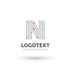 Letter N logo. colorful network logo