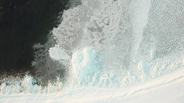 Aerial drone view of the ice floes in the artic sea in Norway, And&oslash;ya