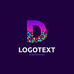 Letter D logo. Mosaic letter logo