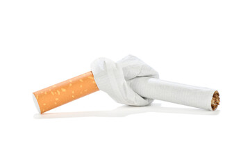 Cigarette tied in a knot for stop smoking concepts      