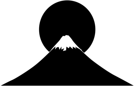 recommend clip art: 富士山と大きな太陽のシルエット