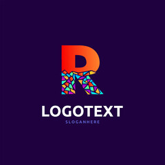 Letter R logo. Mosaic letter logo