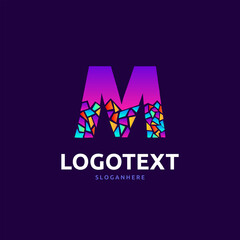 Letter M logo. Mosaic letter logo