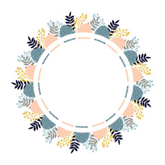 Fototapeta premium Easter greeting frame.Vector illustration with flowers and Easter eggs. Happy Easter greetings text. Design for web, site, banner, poster, card, paper print, postcard, flyer. Vector illustration
