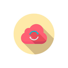 cloud sync vector icon, flat design, long shadow