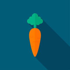 Carrot vector icon flat design, long shadow