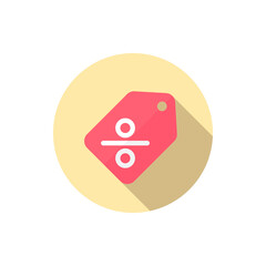 discount sale vector icon symbol, flat design, long shadow
