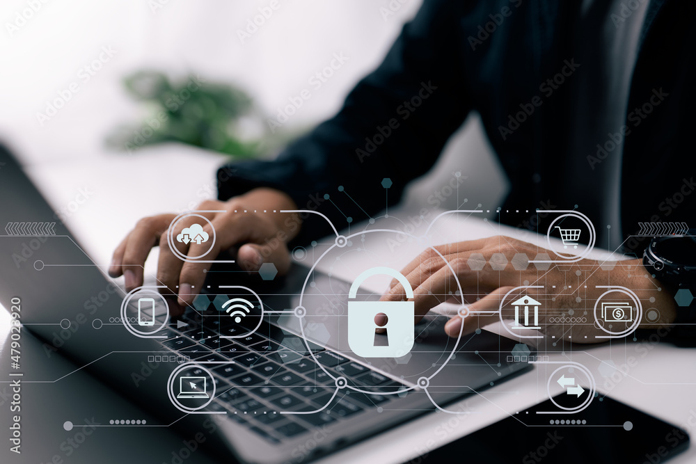 Poster Concept of internet network security and personal data protection. Secure payment and banking concept is an online internet secure payment. there are locks and padlocks.