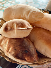 Traditional Khubz arabi bread in Qatar.