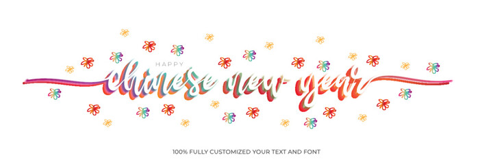 Chinese new year colorful editable text effect for card background vector