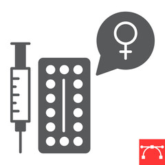 Hormone therapy glyph icon, medical and menopause, hormone replacement therapy vector icon, vector graphics, editable stroke solid sign, eps 10.