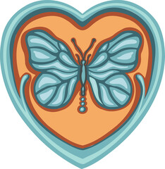 Beautiful colored ethnic love butterflies are hand drawn