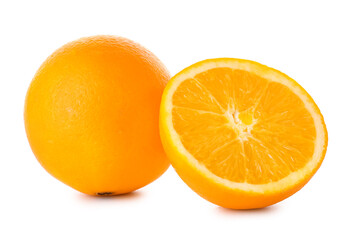 Fresh cut orange on white background