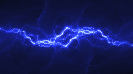 Naklejka premium Blue fractal lightning background, electrical abstract
