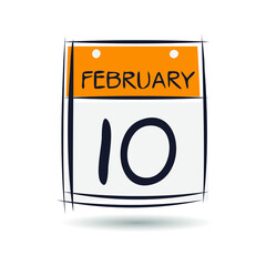 Creative calendar page with single day (10 February), Vector 