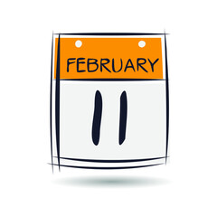 Creative calendar page with single day (11 February), Vector 