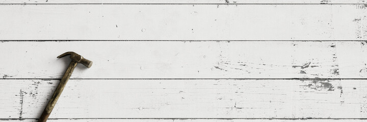Handwerker Hintergrund Template mit Hammer auf Dielen