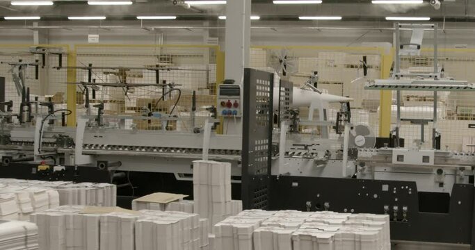 Printing house. Printing presses, professional modern printing house. Production hall.
